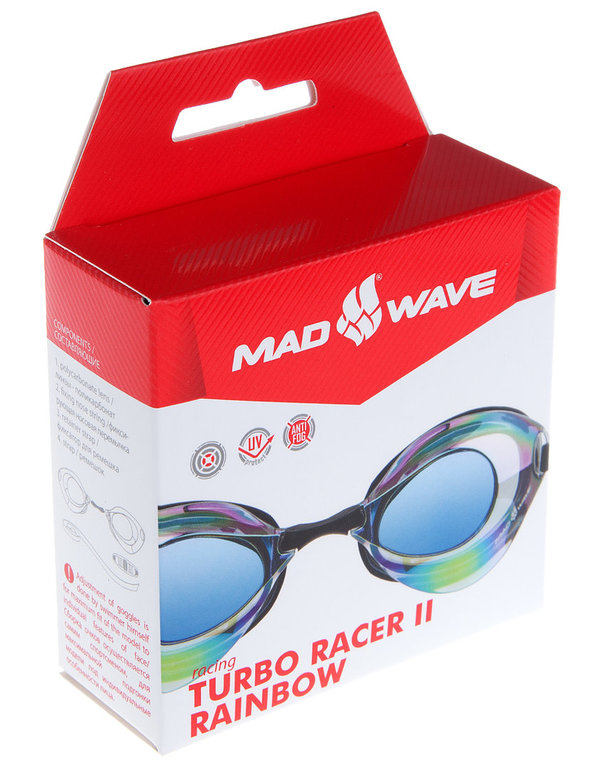 MAD WAVE TURBO RACER II RAINBOW mirror _ Schwimmbrille für Wettkampf und Training; verspiegelt