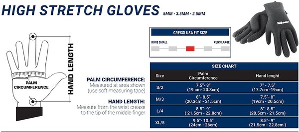 CRESSI HIGH STRETCH GLOVES 3.5; Neopren Handschuhe