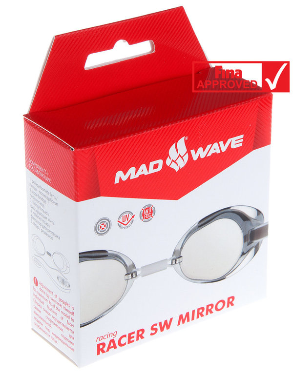 MAD WAVE RACER SW mirror; Schwimmbrille für Wettkampf und Training; verspiegelt