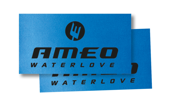 AMEO MICROFIBER TOWEL "AMEO WATERLOVE 2pureNxl" cyan/black; 150 x 80 cm; Mikrofaser Handtuch